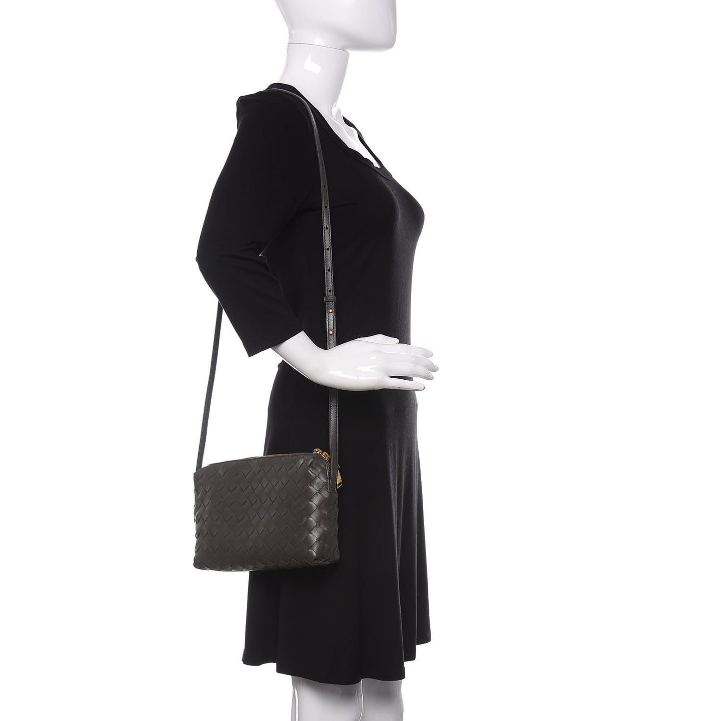 Nappa Intrecciato Crossbody Light Graphite