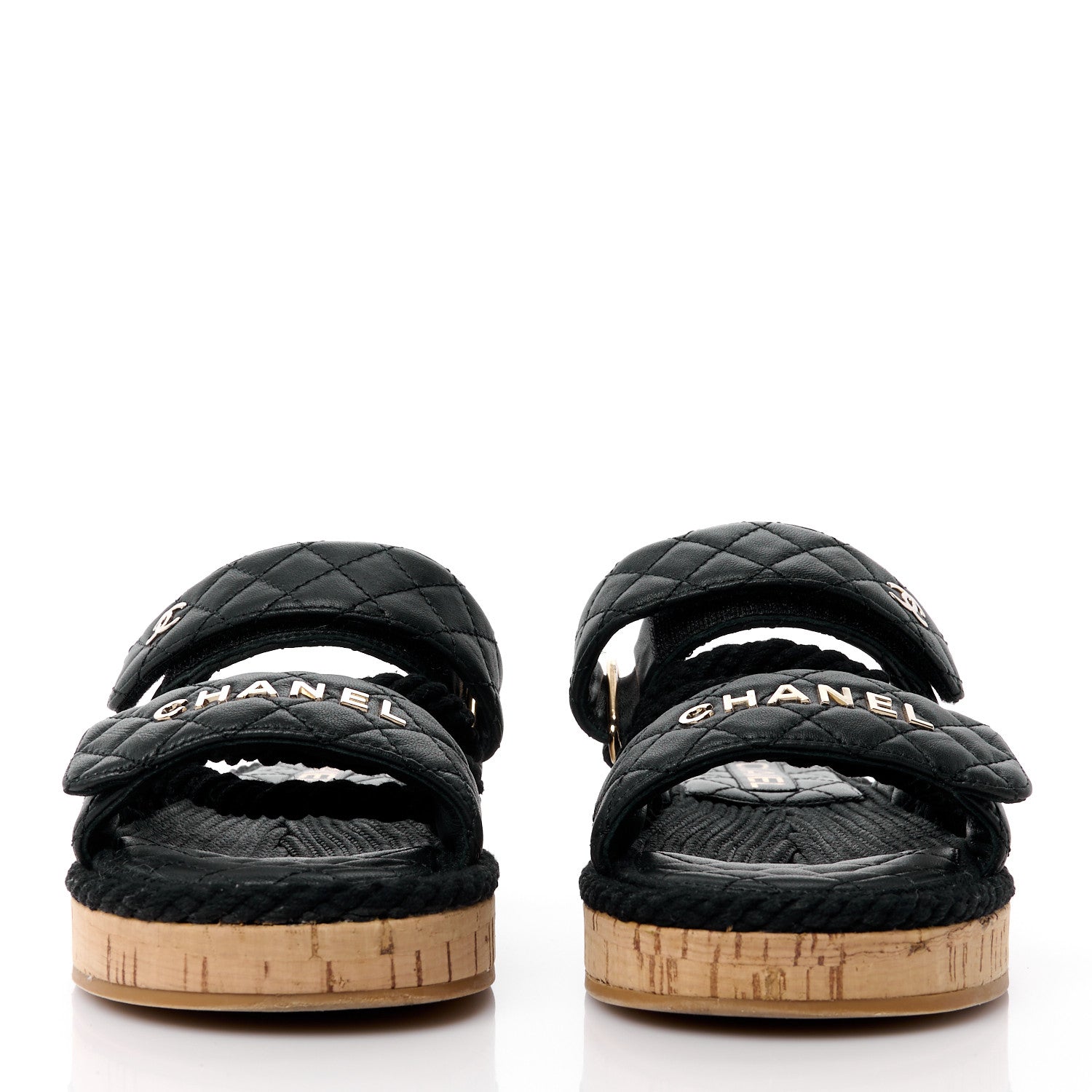 Chanel Cord Lambskin Quilted Logo Mules 37 Black 2 of 11