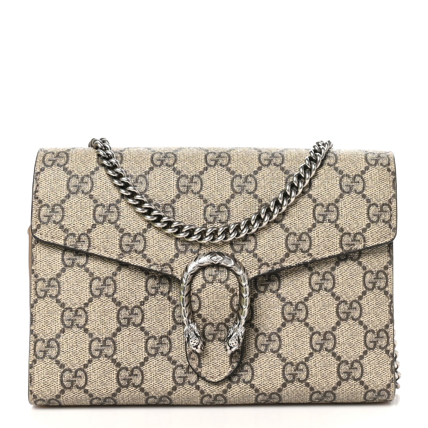 GG Supreme Monogram Mini Dionysus Chain Wallet Beige Taupe
