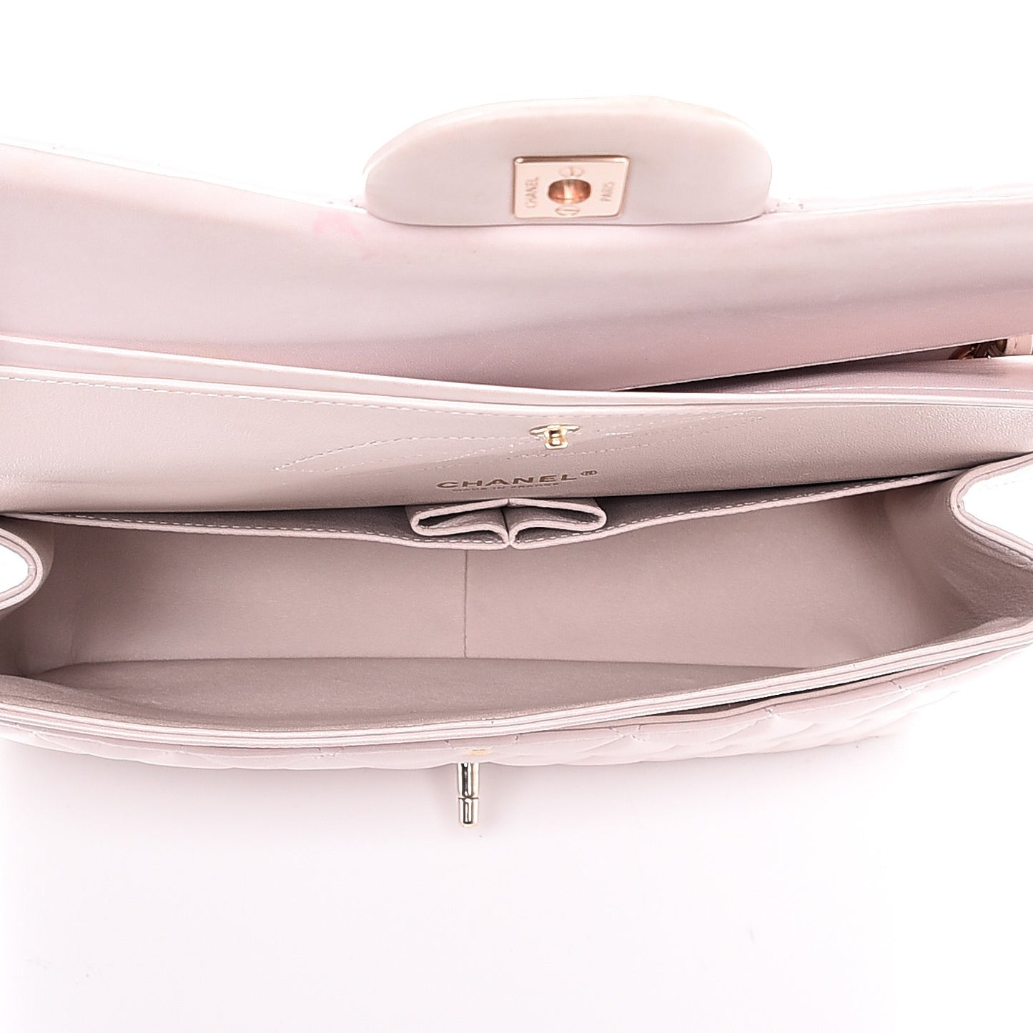 Lambskin Quilted Jumbo Double Flap Light Beige