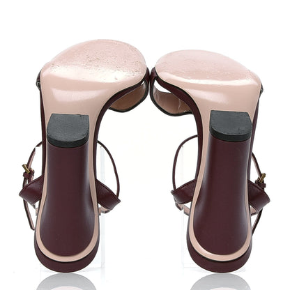 Gucci Lifford Calfskin GG Marmont Ankle Wrap 105mm Sandals 38 Vintage Bordeaux 4 of 4