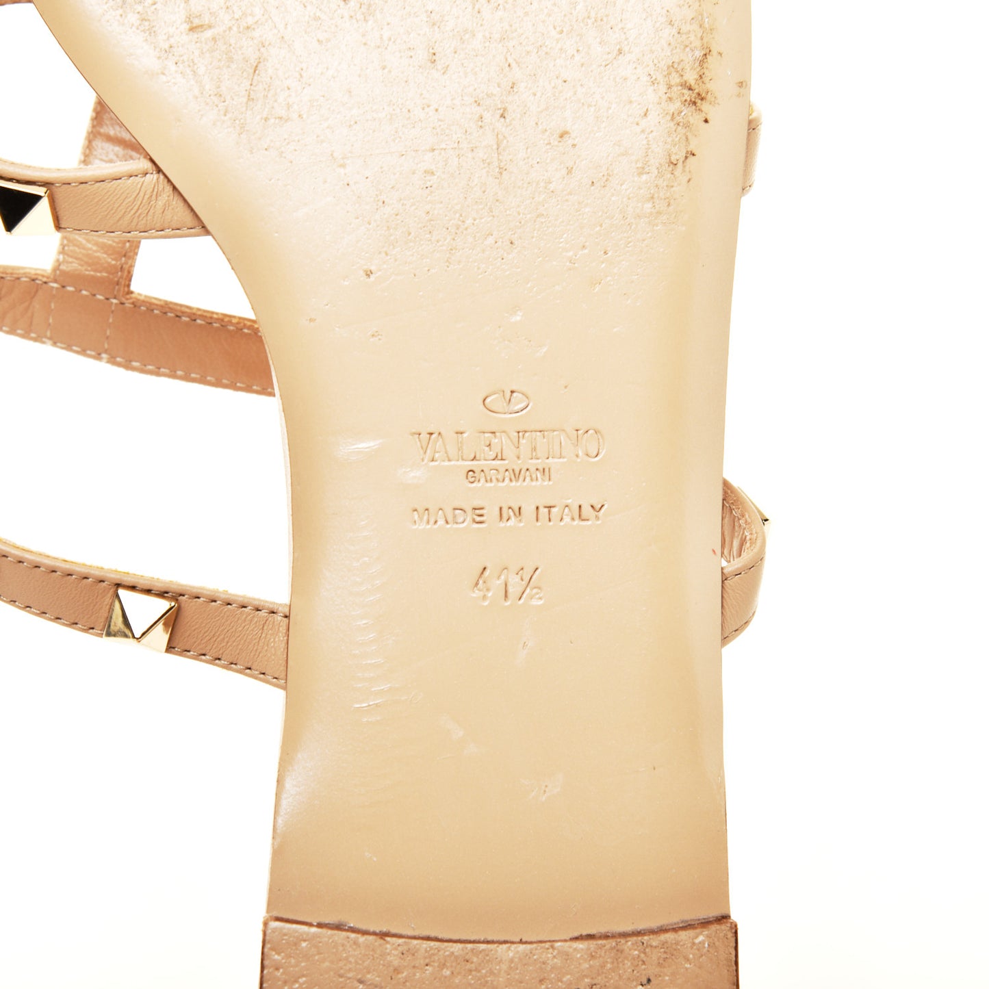 Calfskin Rockstud Caged Flat Slide Sandals 41.5 Poudre