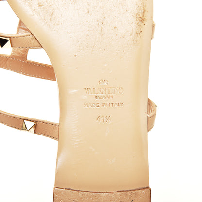 Valentino Garavani Calfskin Rockstud Caged Flat Slide Sandals 41.5 Poudre 6 of 7