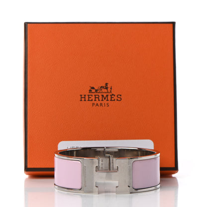 Hermes Enamel Wide Clic Clac H Bracelet PM Rose Dragee 6 of 6