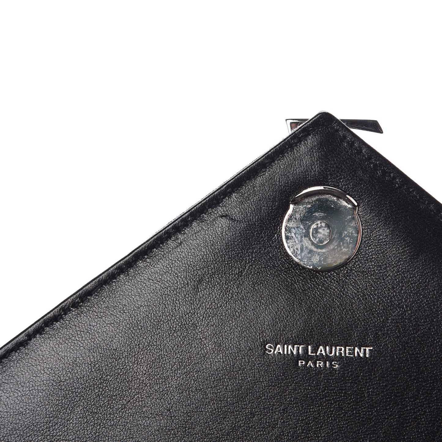 Denim Mixed Matelasse Triquilt Large Monogram Envelope Satchel Black
