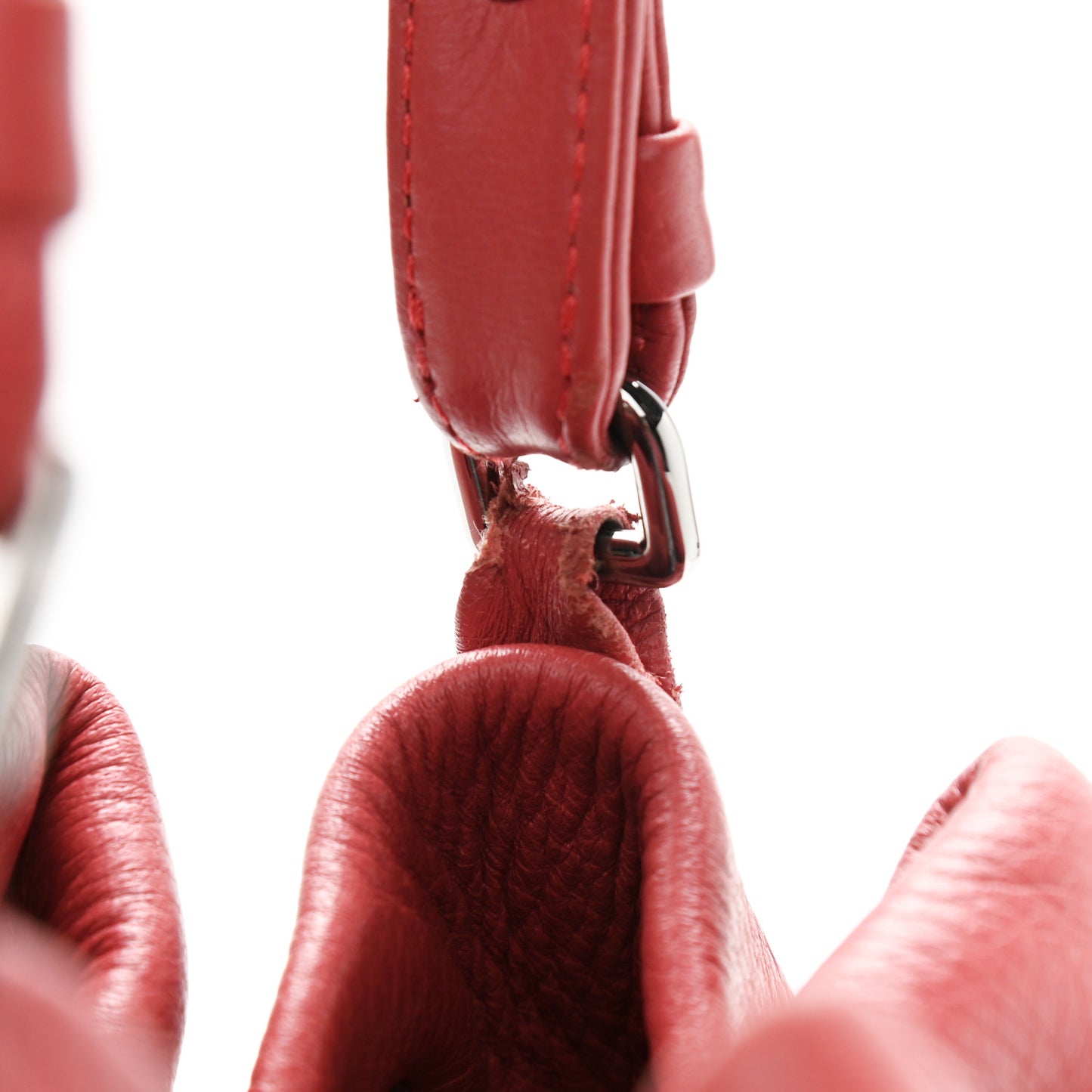 Deerskin Chevron Quilted Medium CC Chain Bucket Drawstring Bag Red