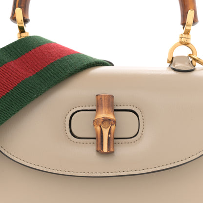 Gucci Boarded Dyana Lux Calfskin Web Small Bamboo 1947 Top Handle Bag Oatmeal 8 of 11