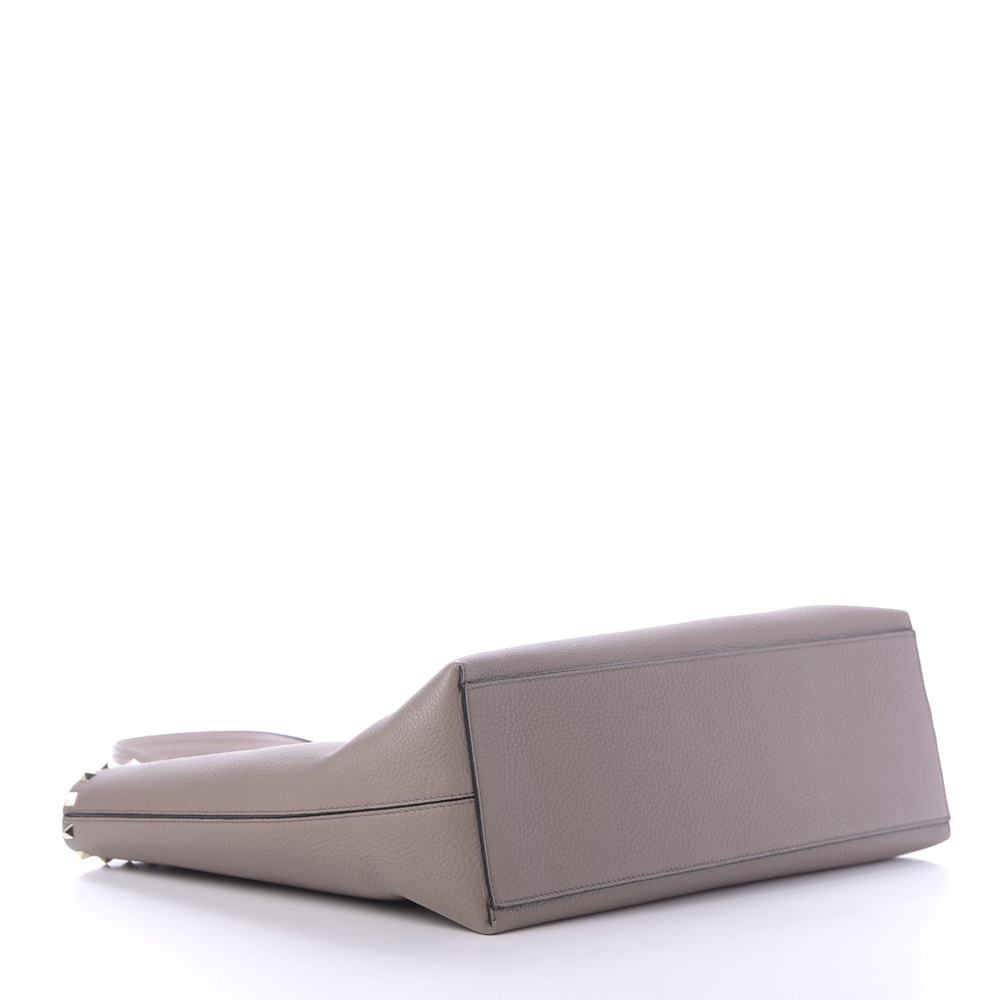 Grained Calfskin Rockstud Shoulder Tote Poudre