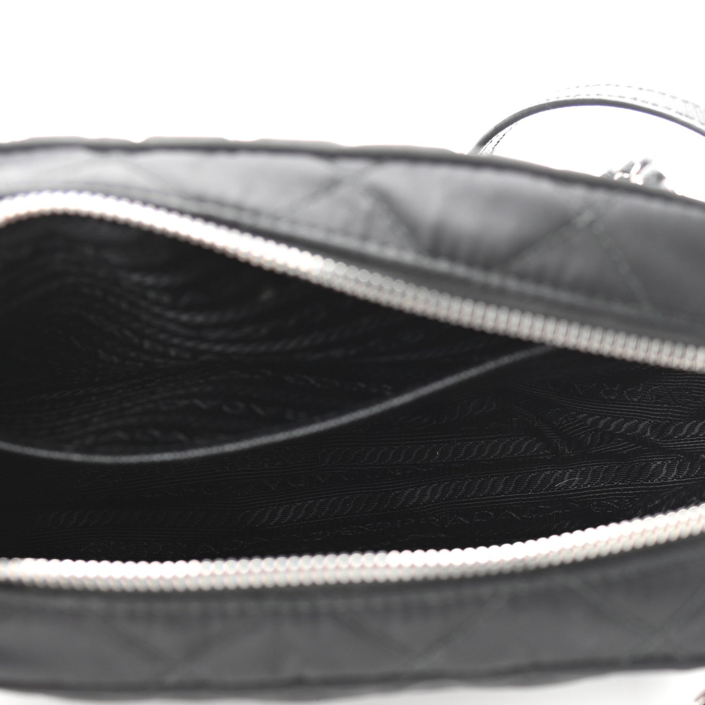 Nylon Tessuto Impuntu Quilted Crossbody Bag Black