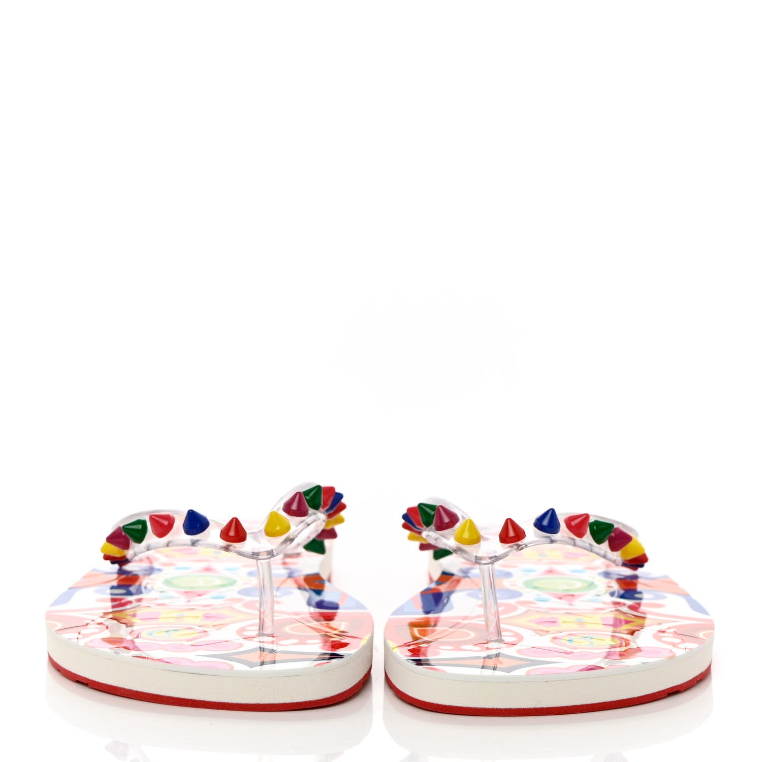 Christian Louboutin Rubber Spike Bengale Loubi Donna Flip Flop 40 White Multicolor 2 of 13
