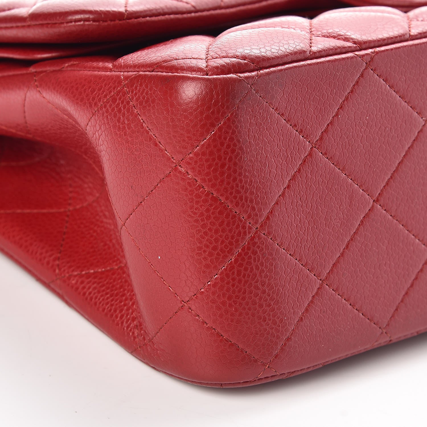 Chanel Caviar Quilted Jumbo Double Flap Red 10 of 11