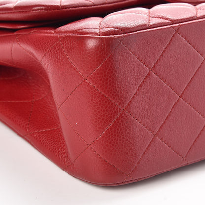 Chanel Caviar Quilted Jumbo Double Flap Red 10 of 11