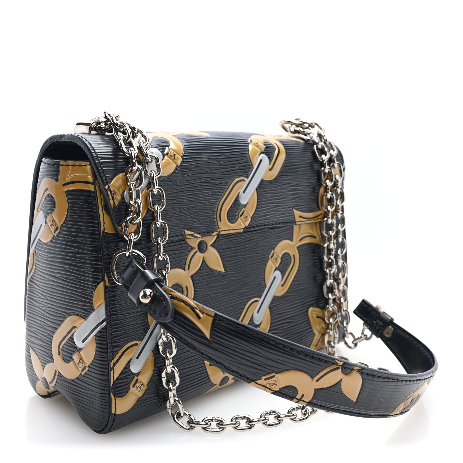 Louis Vuitton Epi Chain Flower Twist Shoulder Bag MM Black 4 of 10
