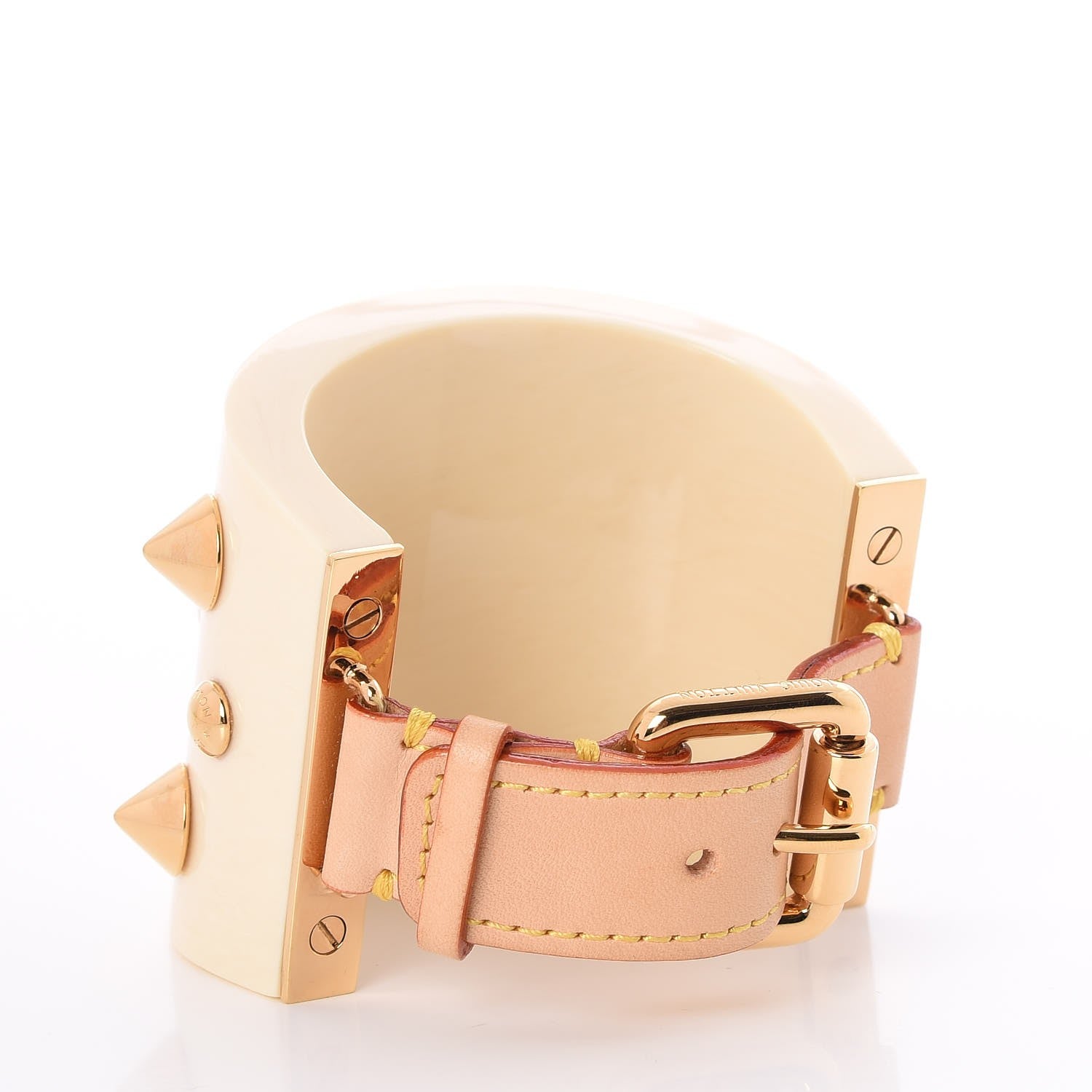 Louis Vuitton Resin Studded Runway Wide Cuff Ivory 3 of 4