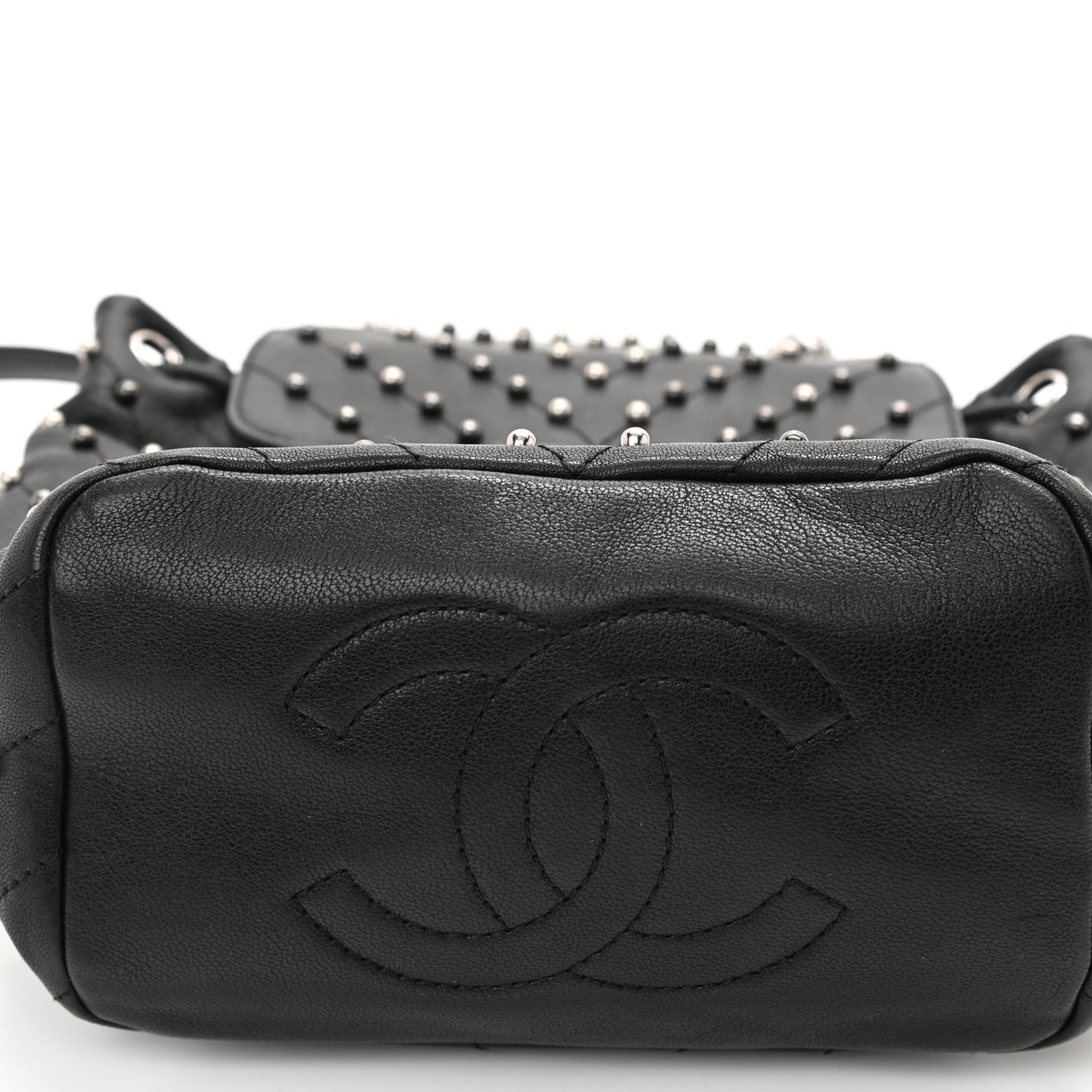 Lambskin Chevron Quilted Studded Stud Wars Backpack Black