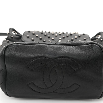Chanel Lambskin Chevron Quilted Studded Stud Wars Backpack Black 10 of 10