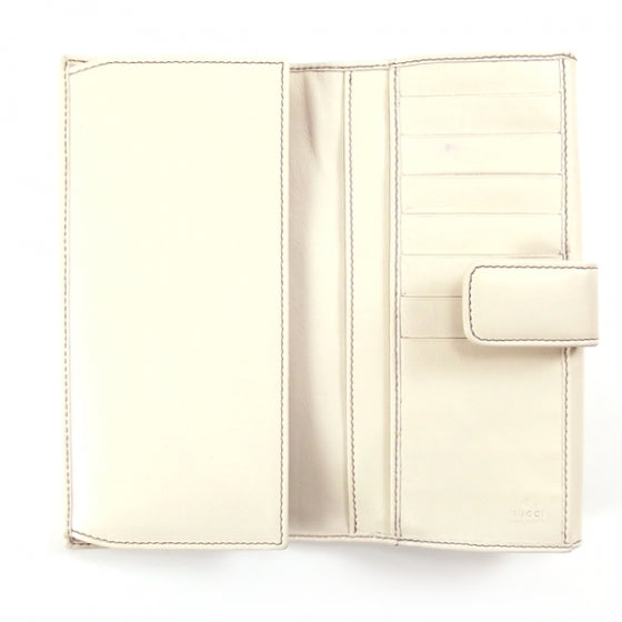 Leather Britt Continental Wallet Beige