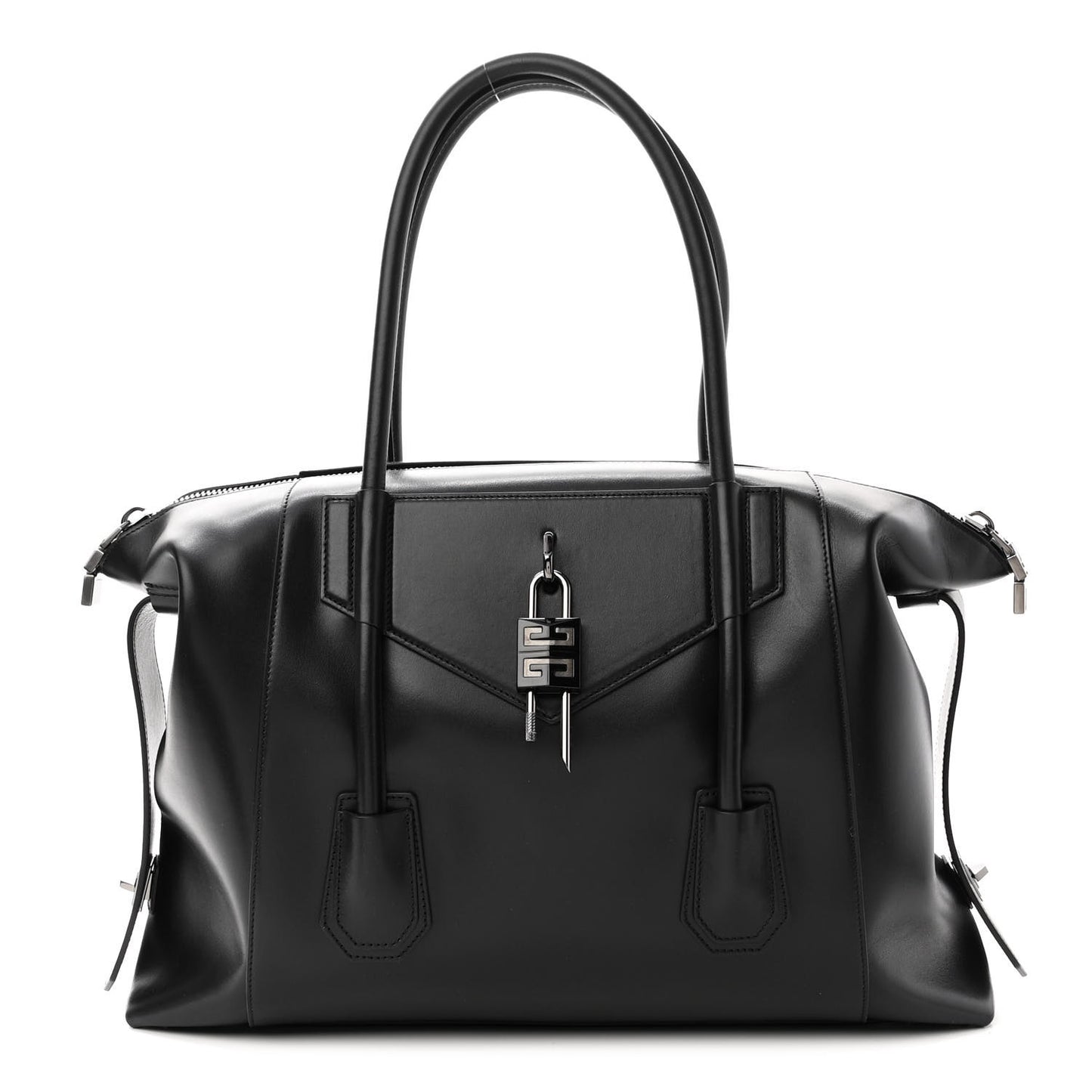 Smooth Calfskin Medium Antigona Lock Duffle Bag Black