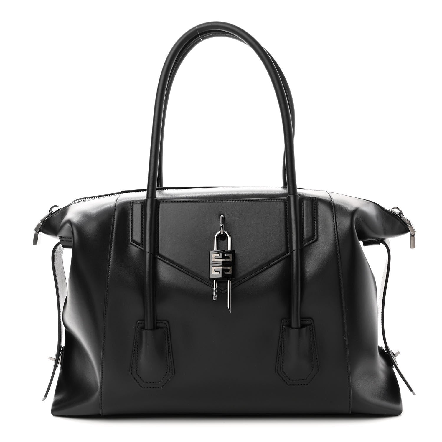 Givenchy Smooth Calfskin Medium Antigona Lock Duffle Bag Black 1 of 8