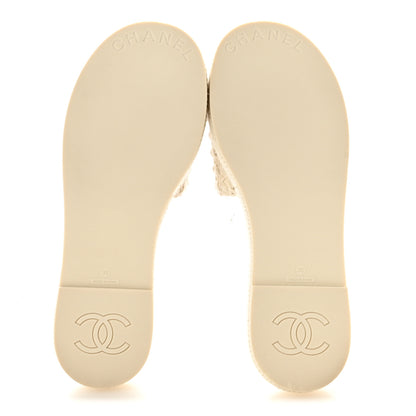 Chanel Wool Alpaca Chain CC Slide Sandals 38 Ivory 6 of 10