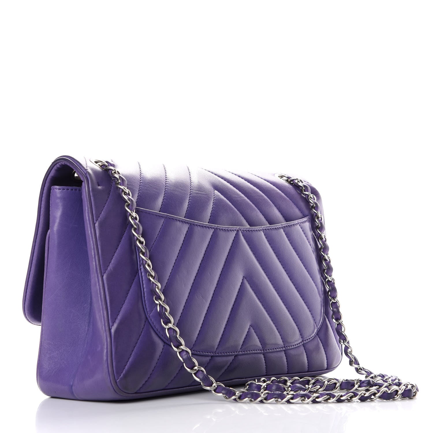 Chanel Lambskin Chevron Jumbo Leo Lion Flap Violet Fonce 2 of 11