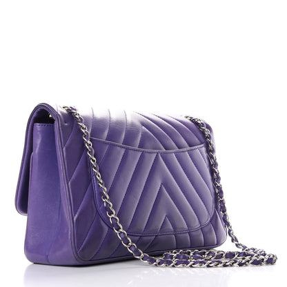 Chanel Lambskin Chevron Jumbo Leo Lion Flap Violet Fonce 2 of 11