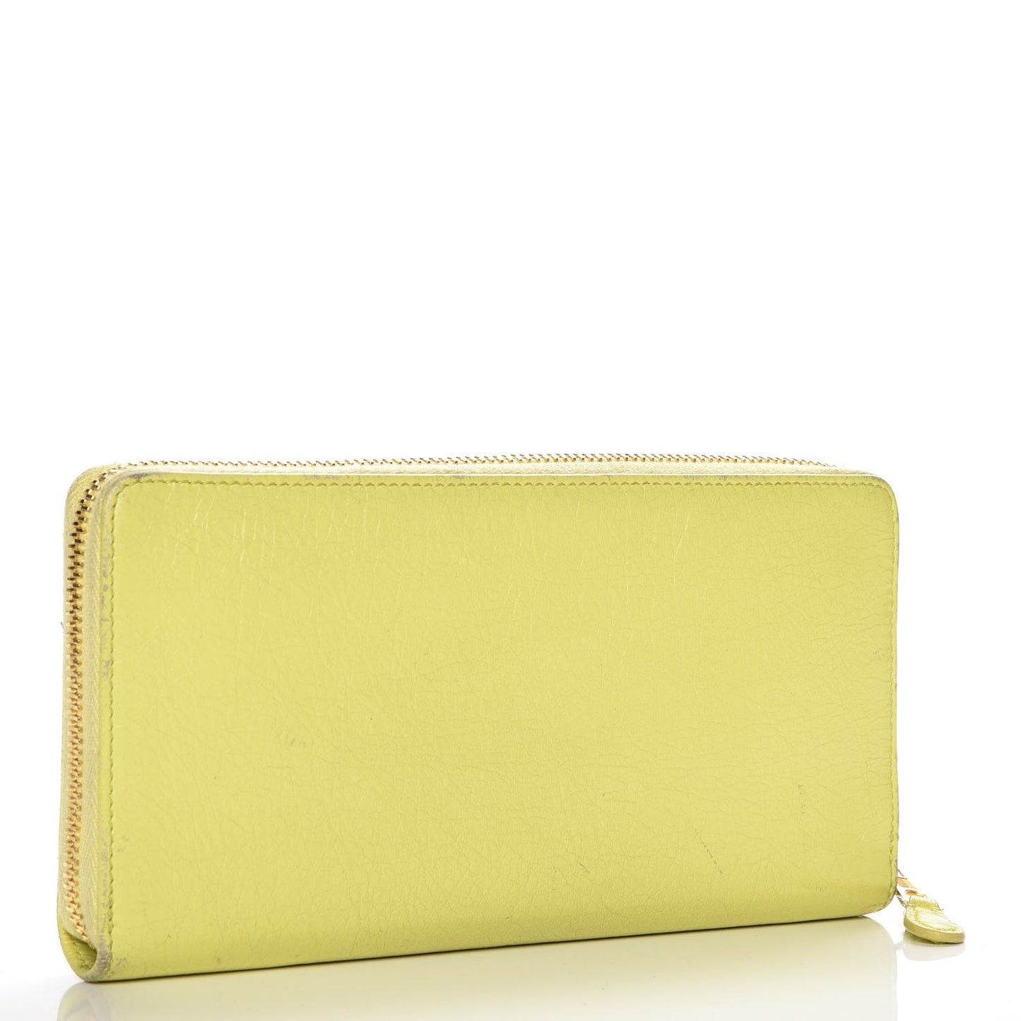 Agneau Giant 12 Gold Hardware Continental Zip Around Wallet Jaune Citronnade
