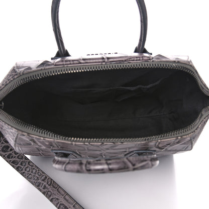 Givenchy Calfskin Crocodile Embossed 3D Stud Medium Antigona Storm Grey 5 of 11