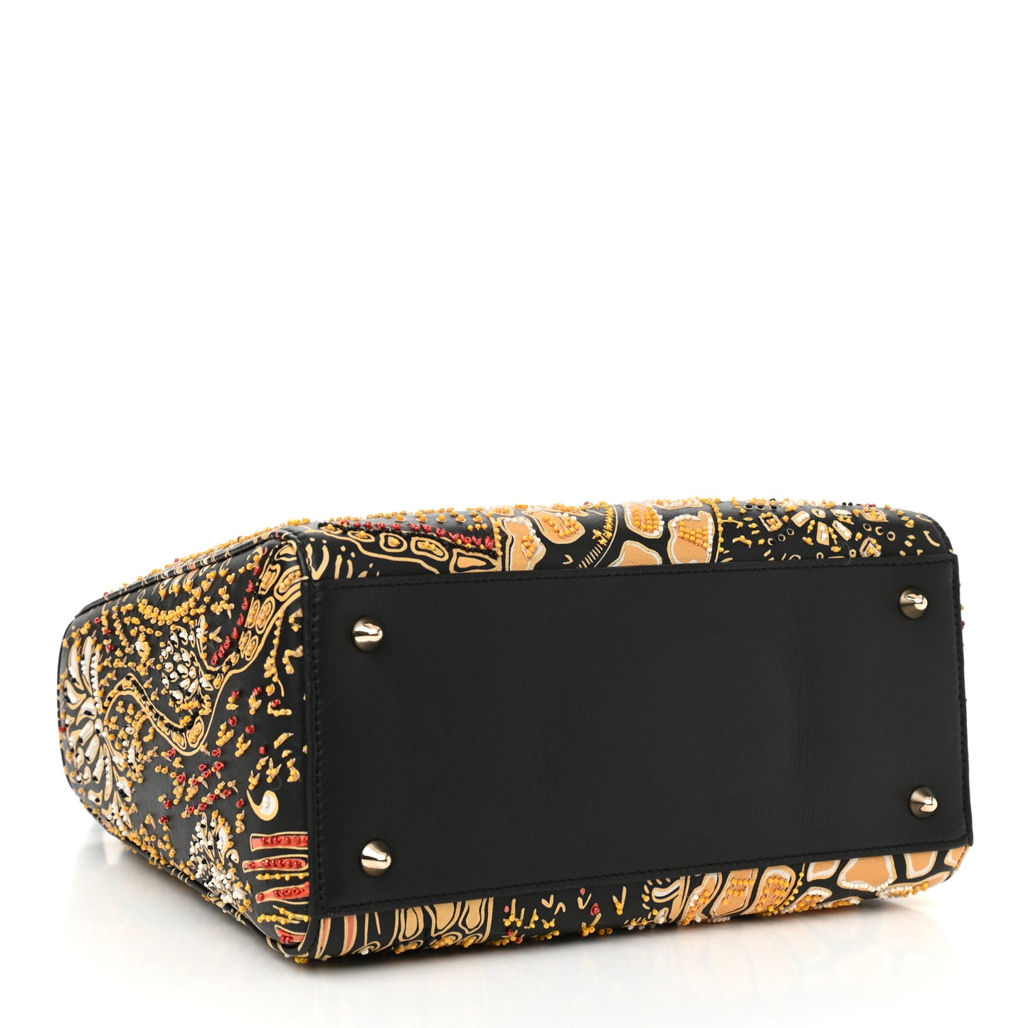 Smooth Calfskin Embroidered Animals Medium Lady Dior Black Multicolor