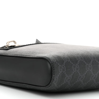 Gucci GG Supreme Monogram Web Small Flat Messenger Bag Black Grey 9 of 10