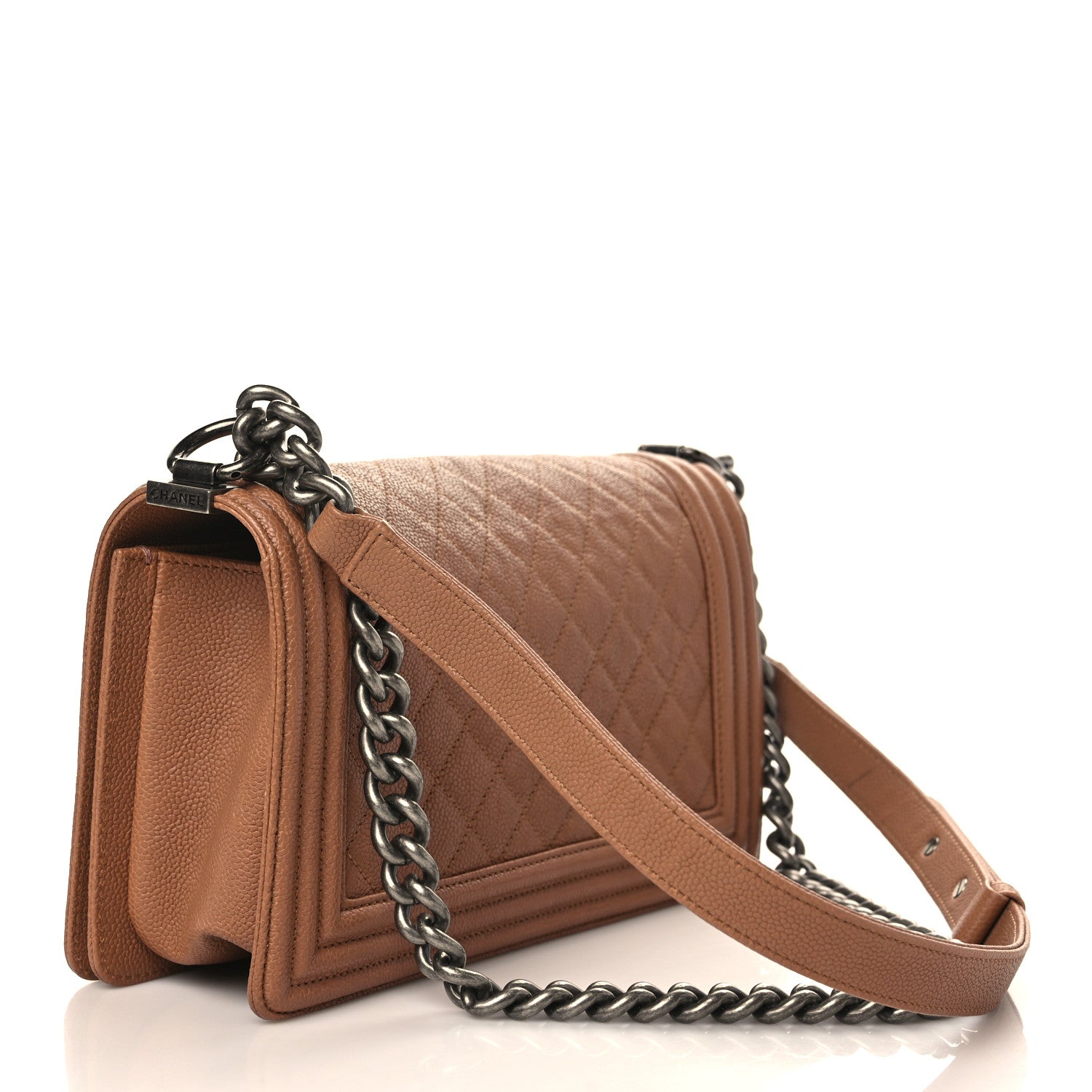 Chanel Caviar Quilted Medium Boy Flap Light Brown 2 of 8