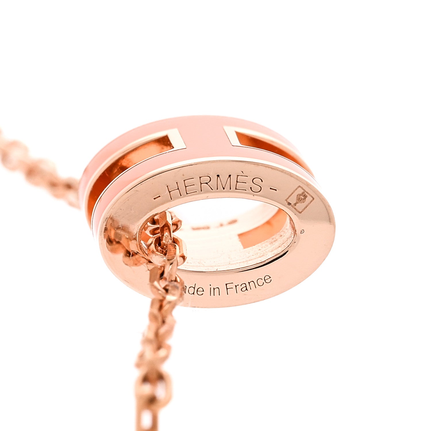 Hermes Lacquered Rose Gold Mini Pop H Pendant Necklace Orange 6 of 6