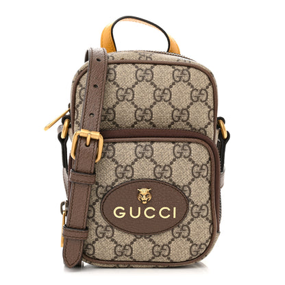 Gucci GG Supreme Monogram Mini Neo Vintage Double Zip Messenger Bag Beige New Acero Crop 1 of 12