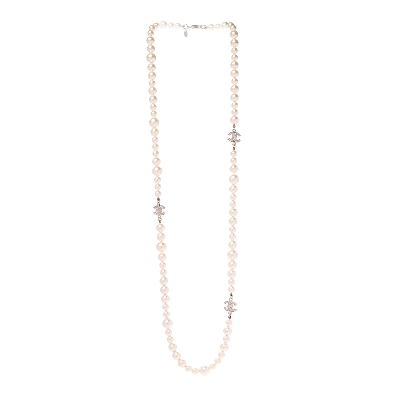 Chanel Graduated Pearl CC Long Necklace Gold 3 of 6