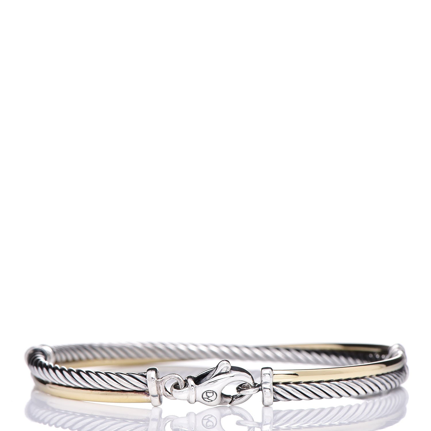 David Yurman Sterling Silver 18K Yellow Gold 3mm Crossover Bracelet 3 of 5