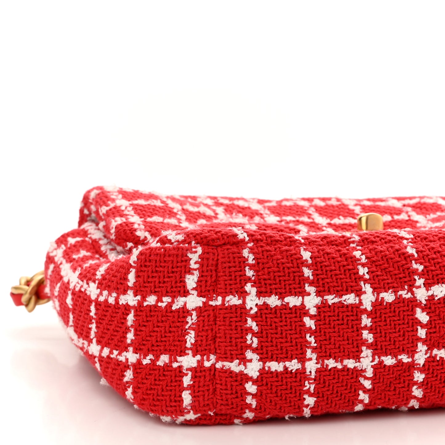 Tweed Quilted Medium Chanel 19 Flap Red White