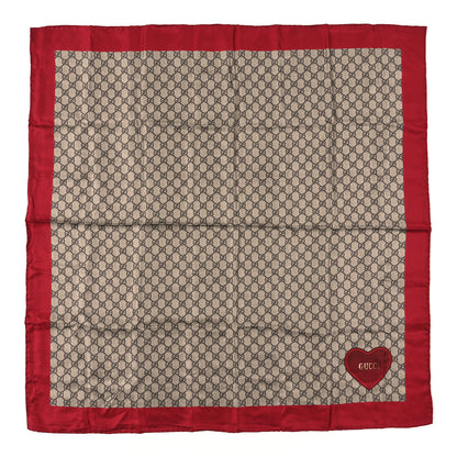 Gucci Silk GG Monogram Heart Square Scarf Beige Red 1 of 3