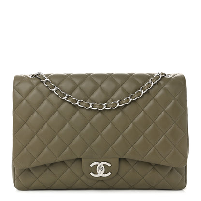 Chanel Lambskin Quilted Maxi Double Flap Green 1 of 10