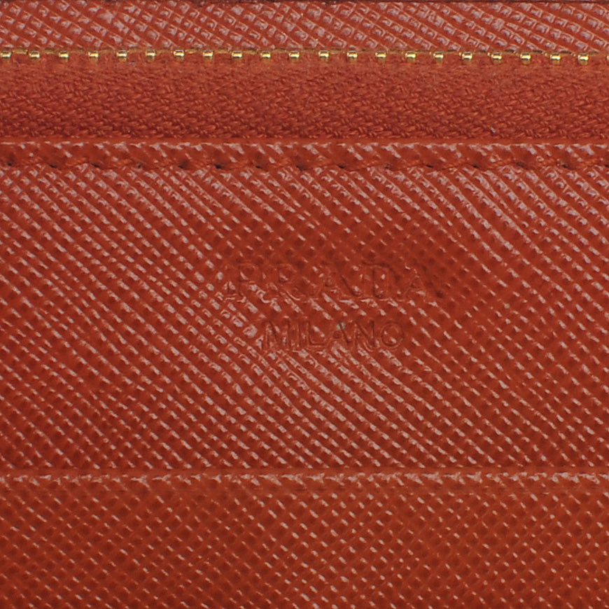 Saffiano Zip Around Organizer Wallet Papaya