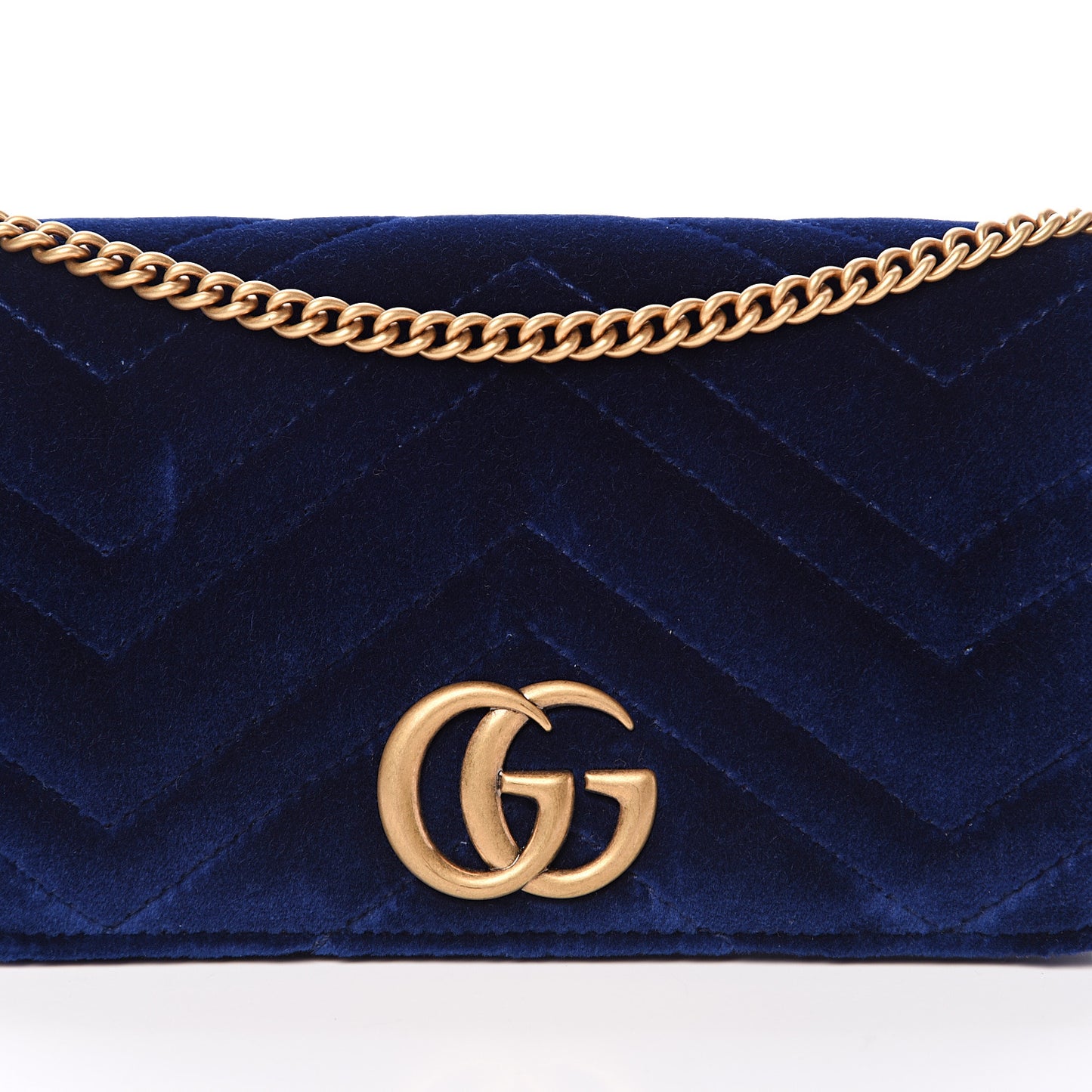 Velvet Matelasse GG Marmont Mini Bag Cobalt Blue