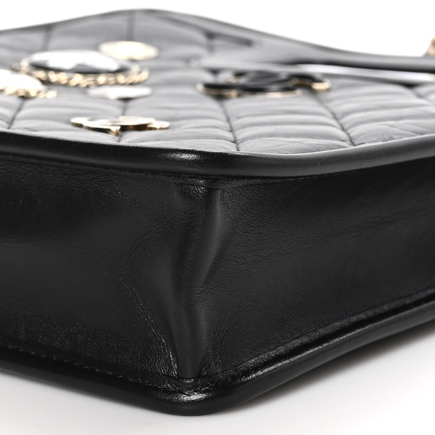 Chanel Aged Calfskin Small Charms Shopping Bag Black 10 of 10