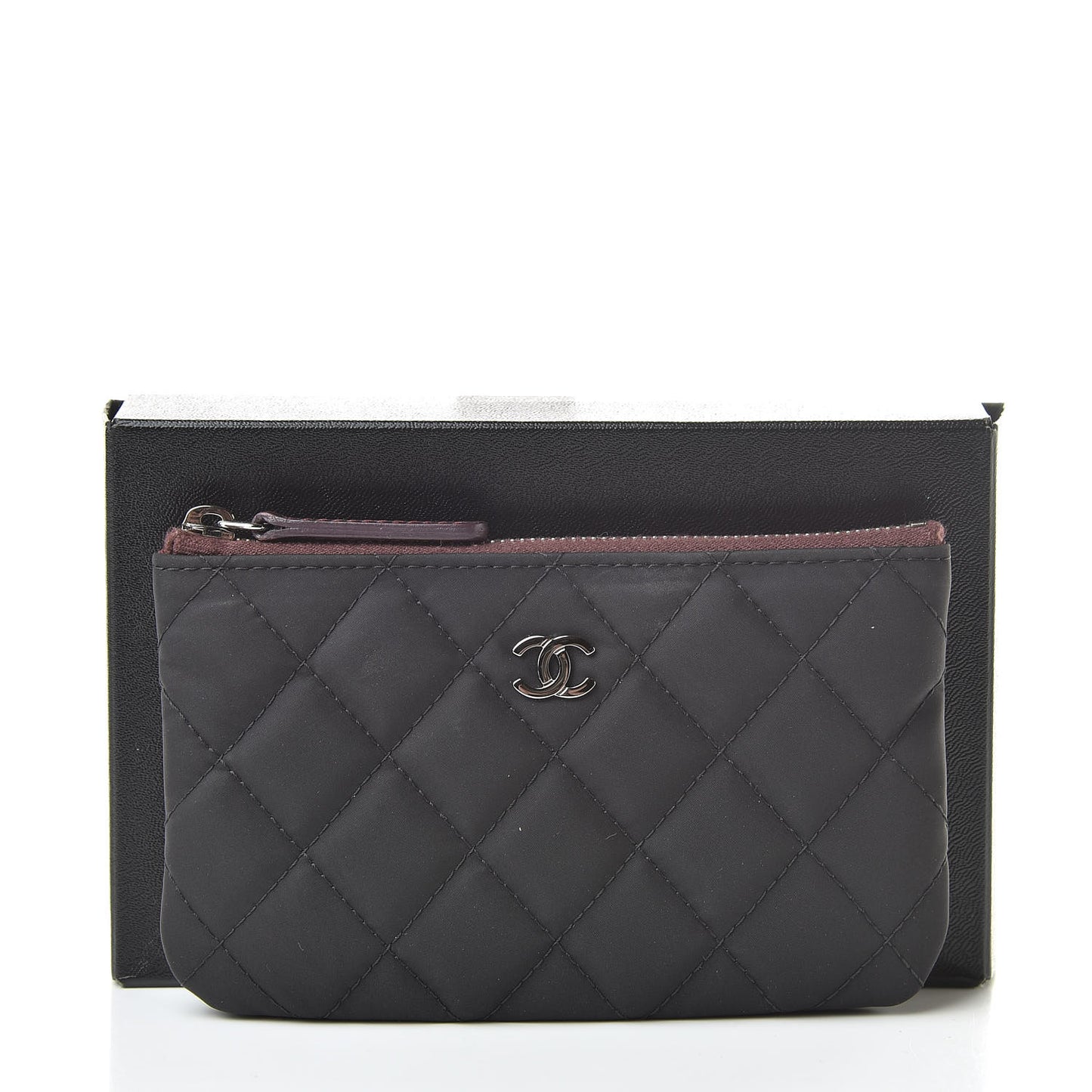 Nylon Quilted Small Cosmetic Case Black