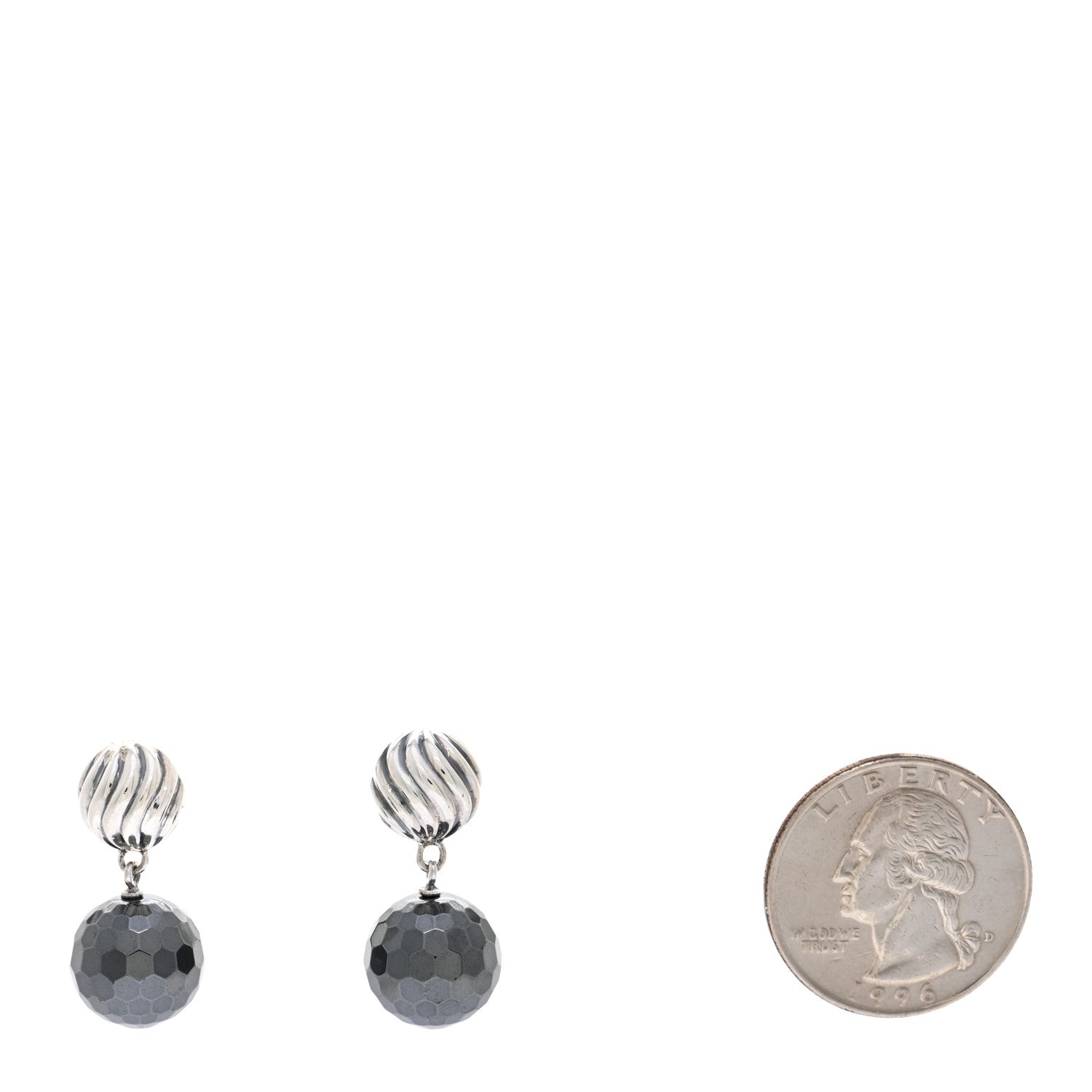 David Yurman Sterling Silver Hematine Sculpted Cable Drop Earrings 2 of 4