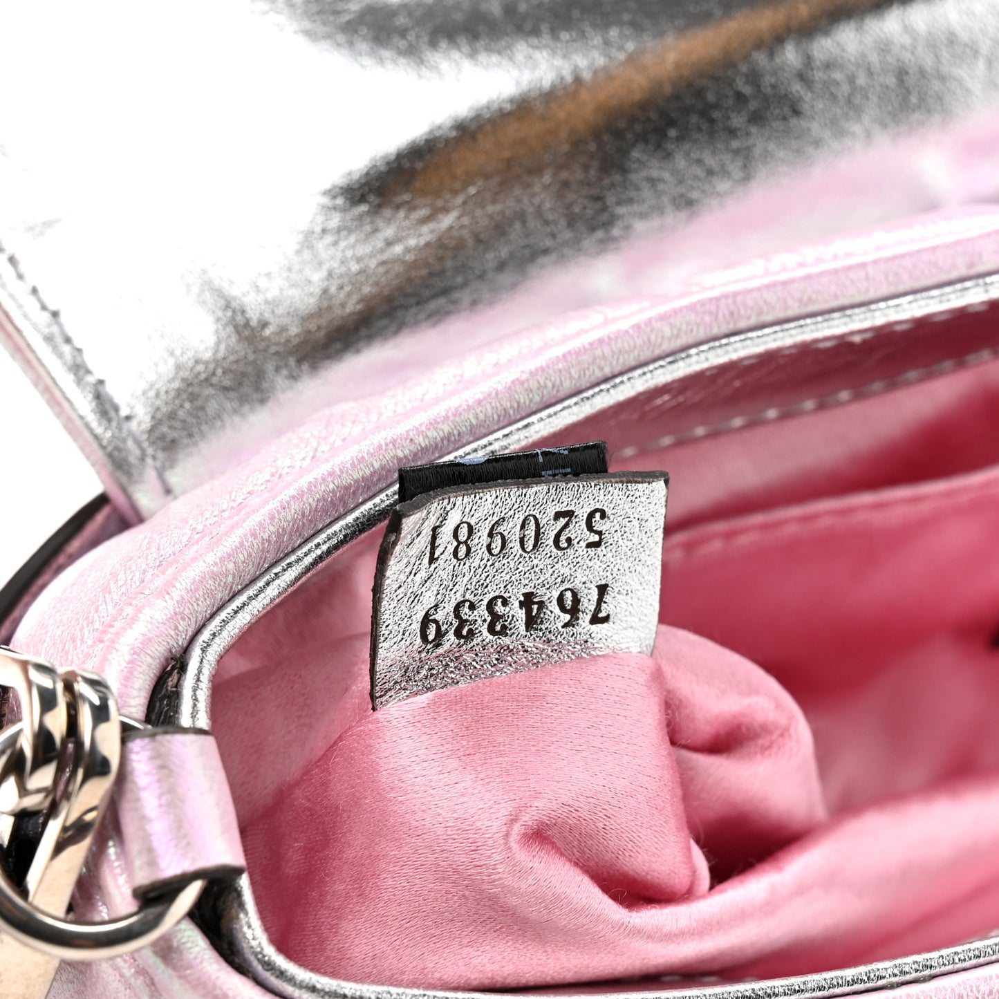Iridescent Nappa Vertical Matelasse Small Maxi Horsebit Chain Shoulder Bag Escape Pink