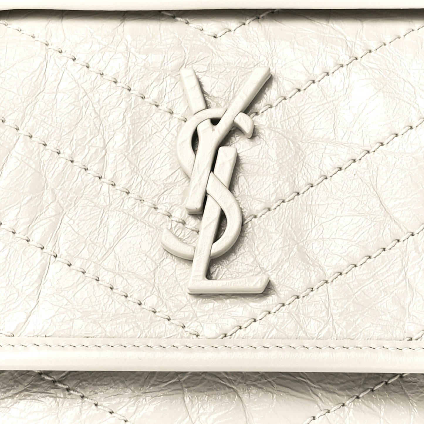 Crinkled Calfskin Matelasse Monogram Baby Niki Chain Satchel White