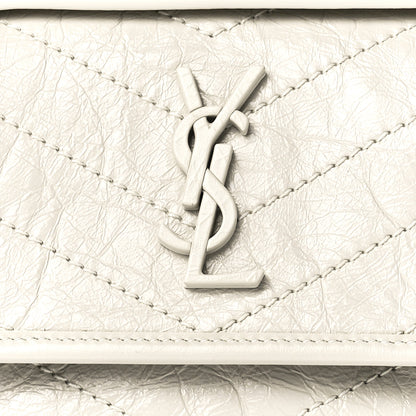 Saint Laurent Crinkled Calfskin Matelasse Monogram Baby Niki Chain Satchel White 9 of 13