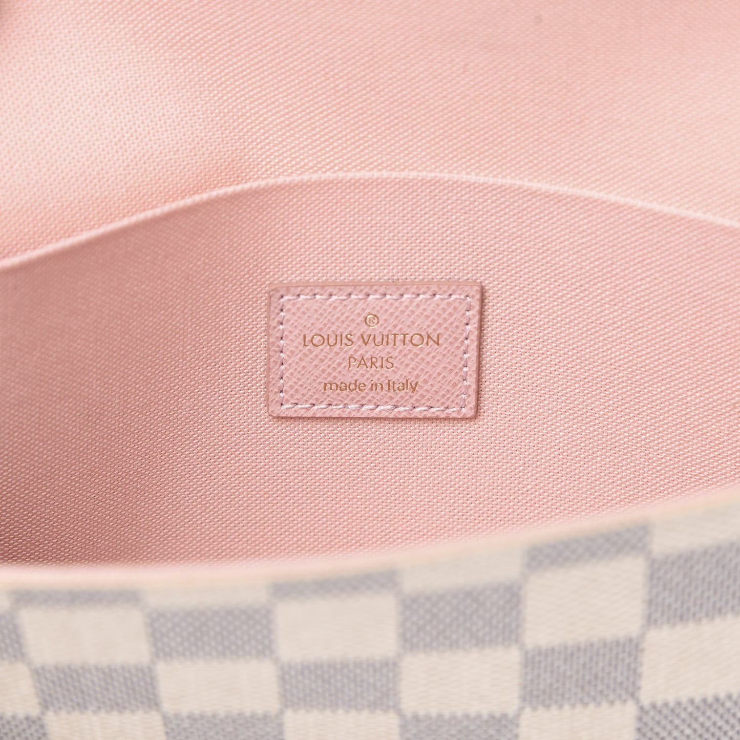 Damier Azur Pochette Felicie Chain Wallet Rose Ballerine