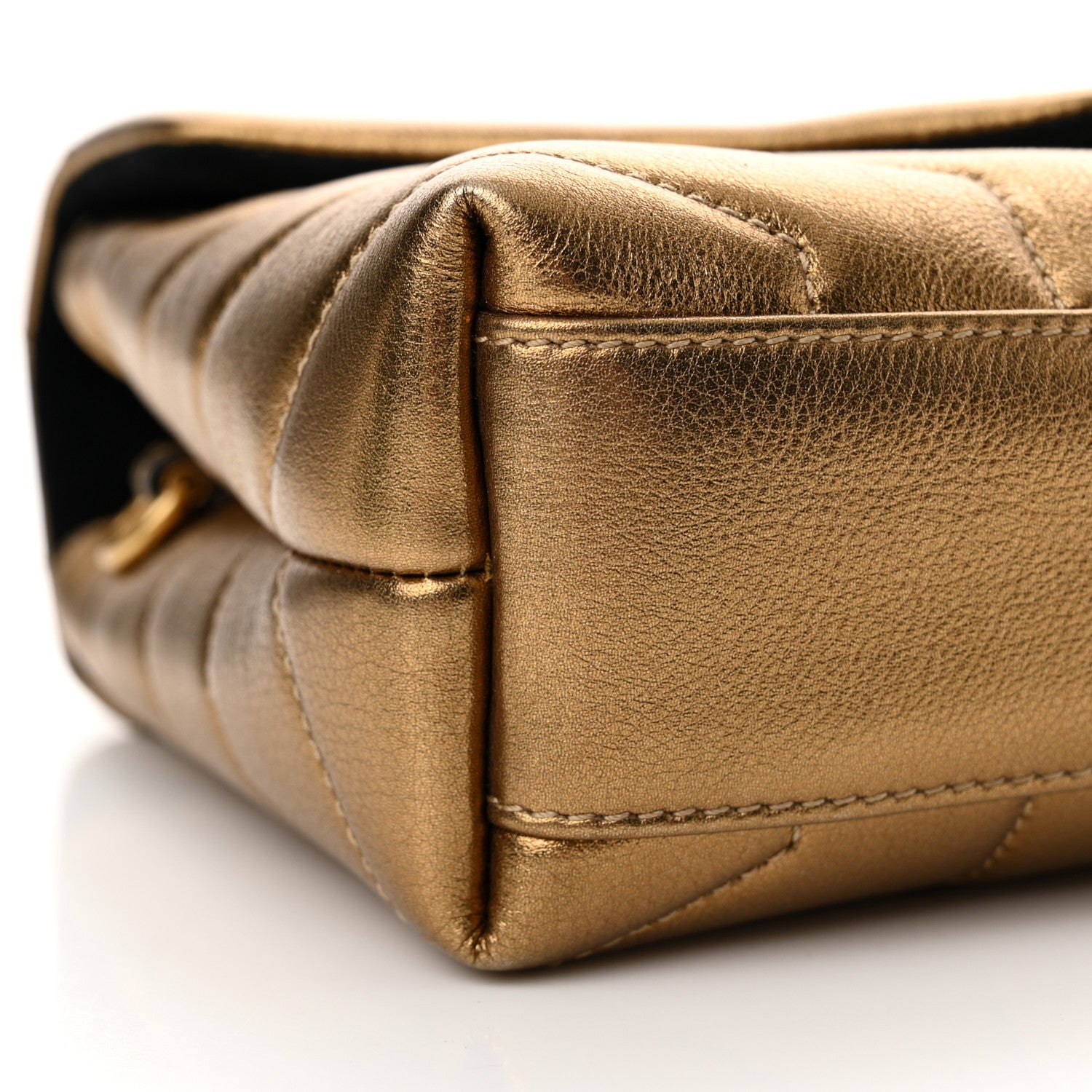 Saint Laurent Metallic Calfskin Y Quilted Monogram Toy Loulou Crossbody Bag Gold 9 of 11