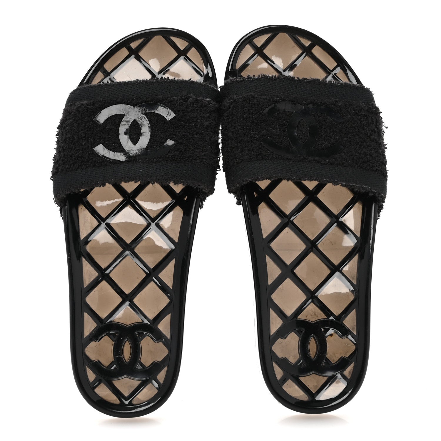 Chanel PVC Fabric CC Flat Slide Sandals 39 Black 2 of 8