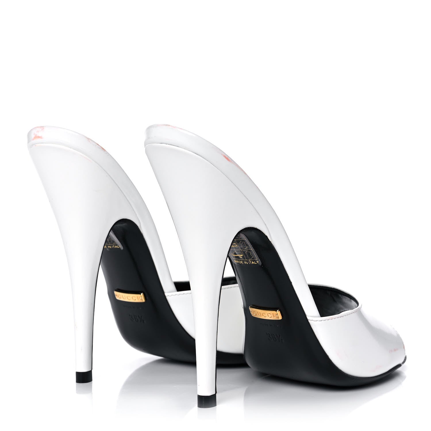 Gucci Polished Calfskin Scarlet High Heel Slide Sandals 38.5 Great White 4 of 11